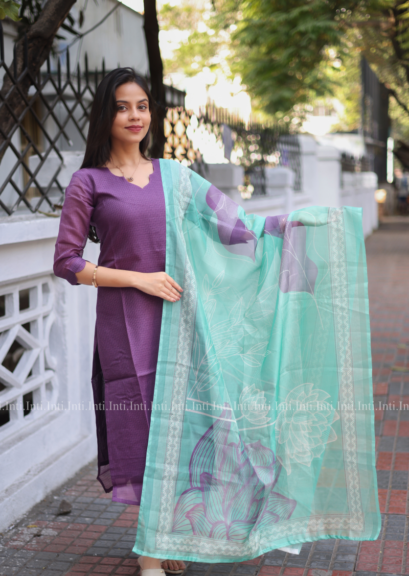 Purple Grace Top And Dupatta Set