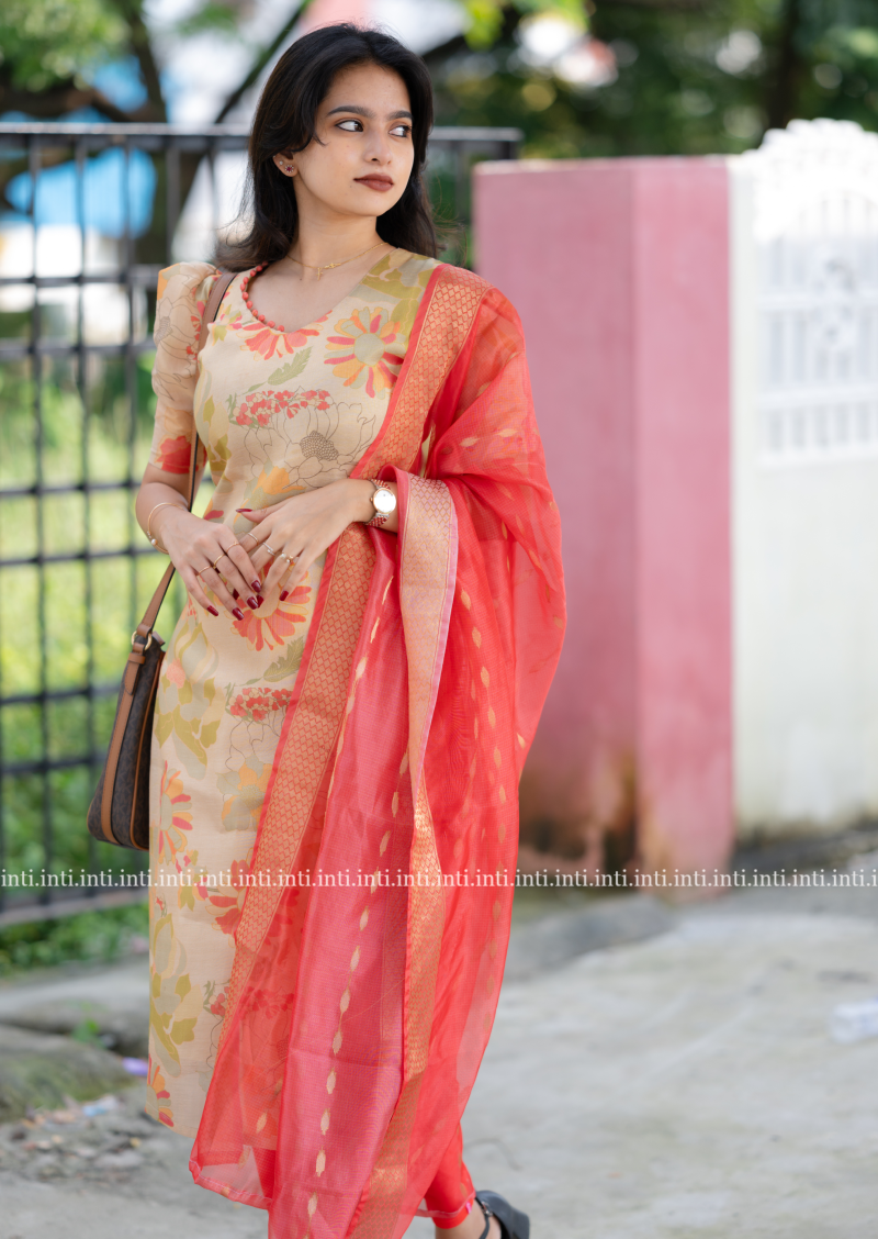Rosy Glow Top and Dupatta Set