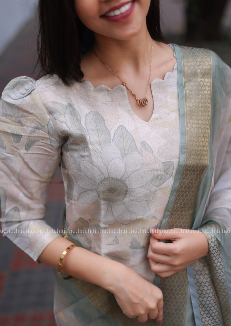 Lush Flora Top & Dupatta Set
