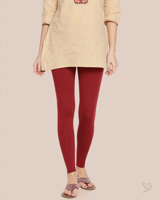 Twin Birds Ankle Legging - Burgundy