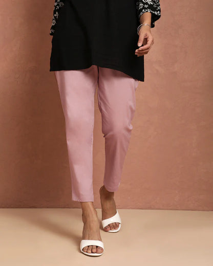 Twin Birds Cotton Straight Pant - Rose Dust