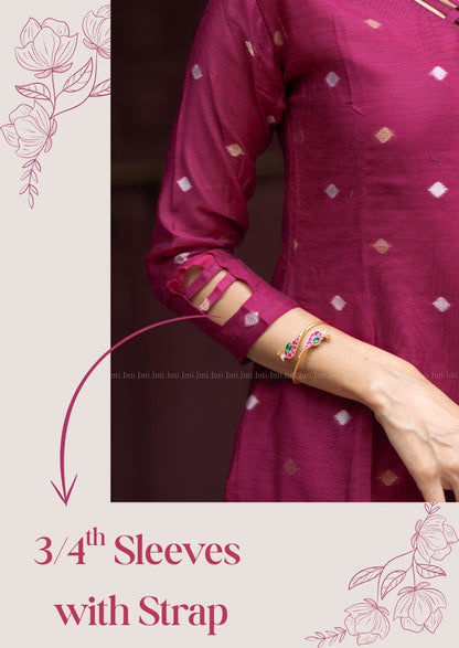 Fuchsia Thread Top & Dupatta Set