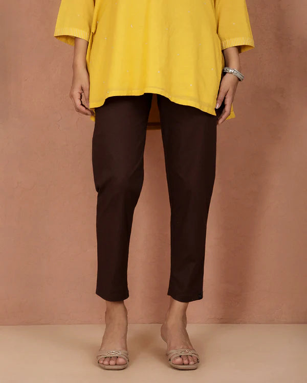 Twin Birds Cotton Straight Pant - Burgundy