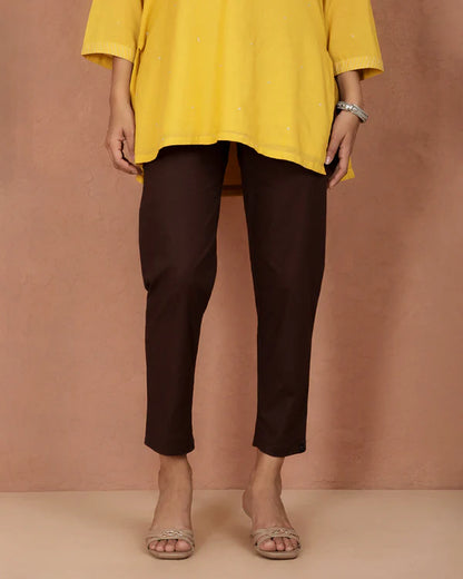 Twin Birds Cotton Straight Pant - Burgundy