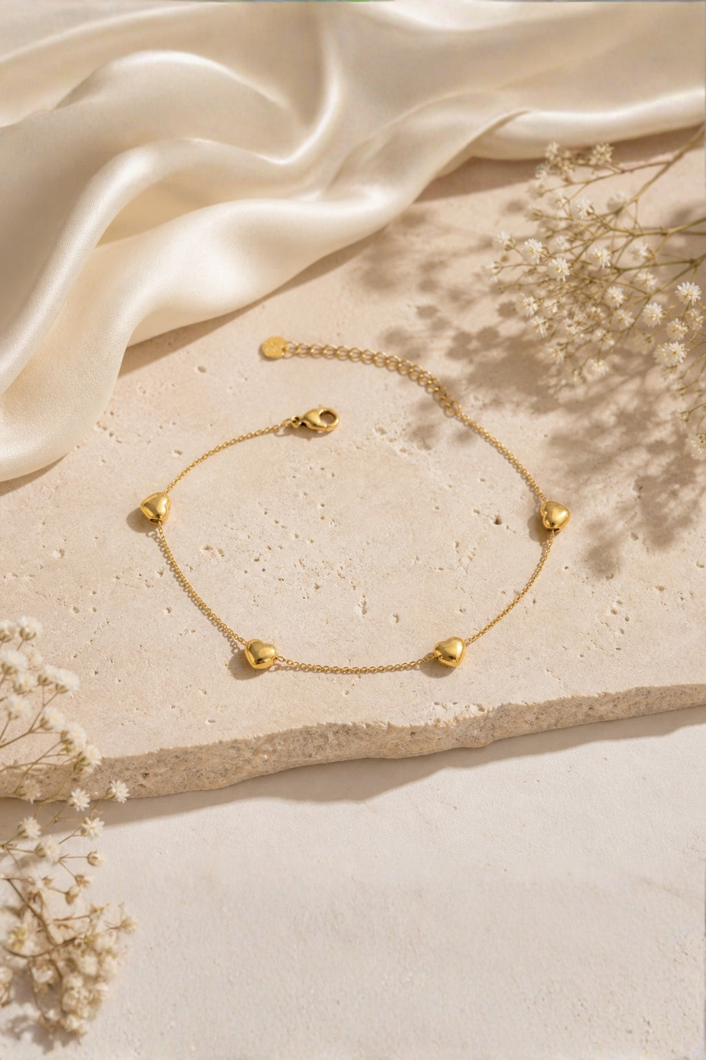 Delicate chain anklet with heart charm