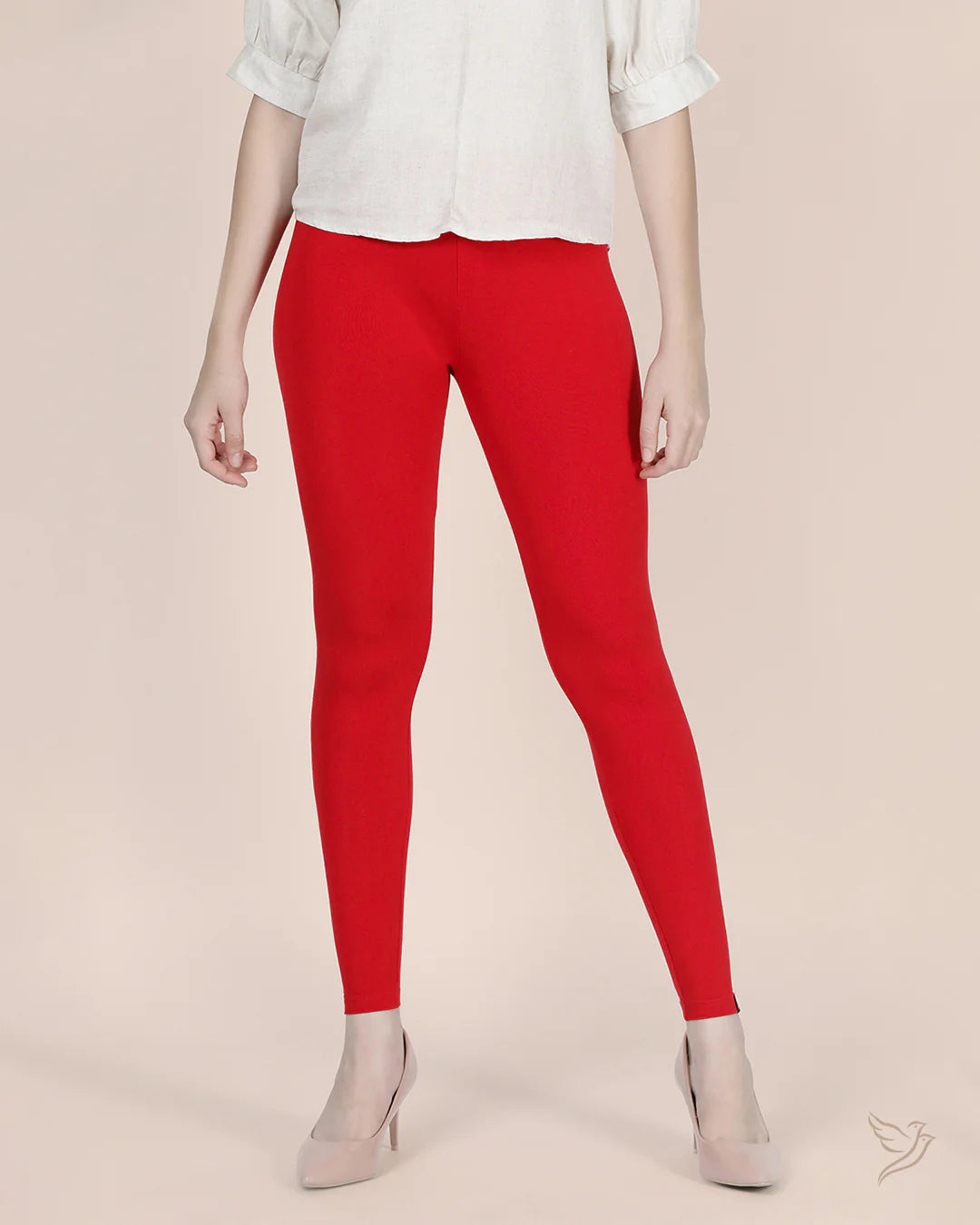 Twin Birds Ankle Legging - Tomato Red