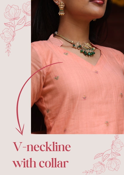 Peach Flourish Top & Dupatta Set