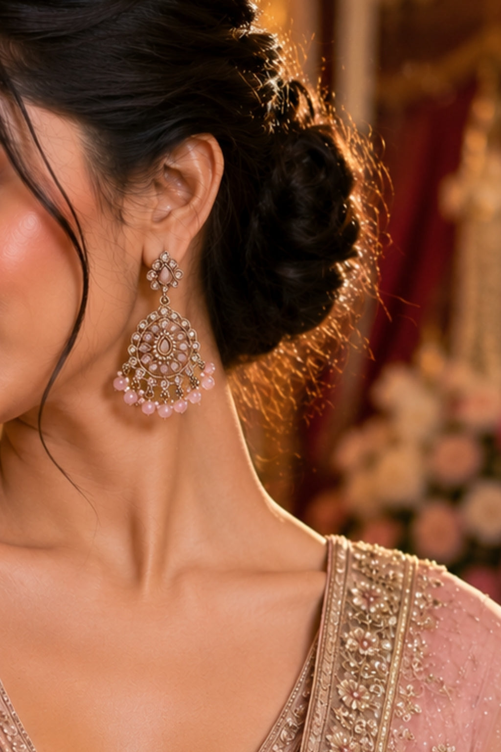 Blush Pink Chandbali Earrings