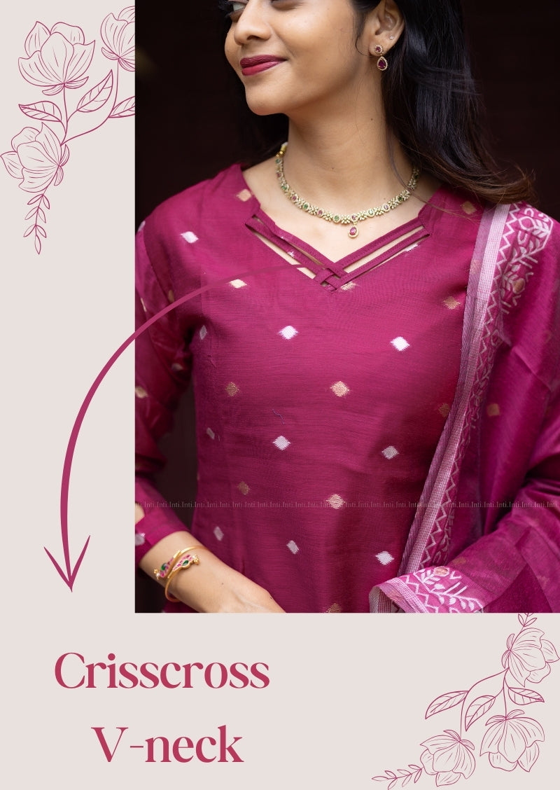 Fuchsia Thread Top & Dupatta Set
