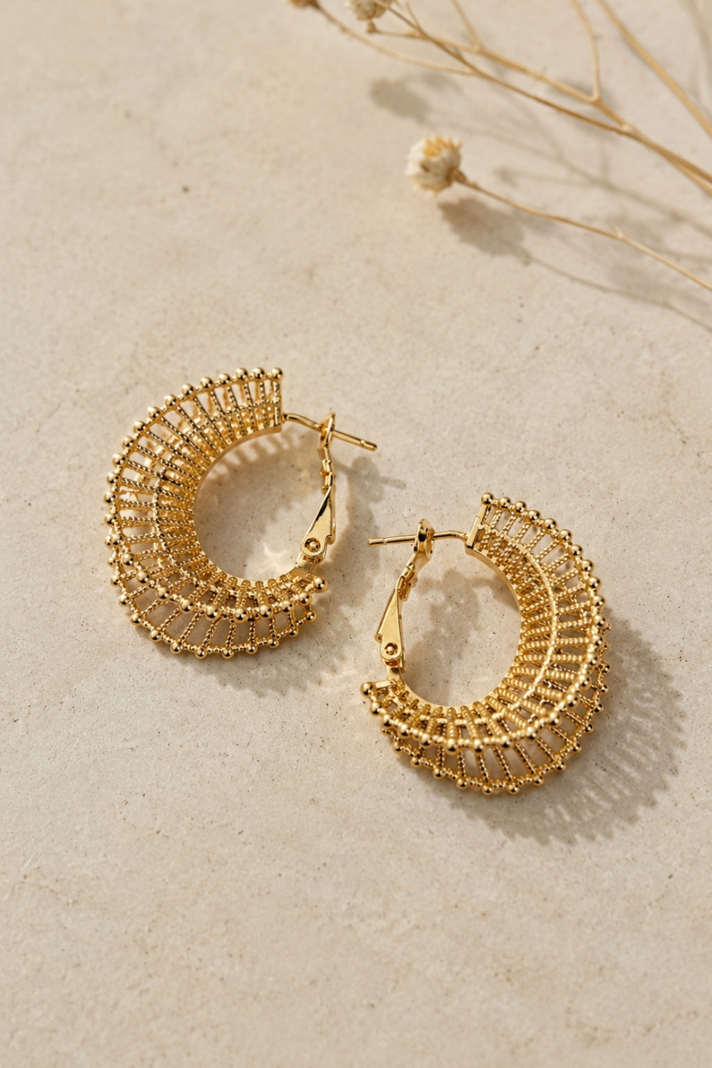 Filigree Fan Hoop Earrings