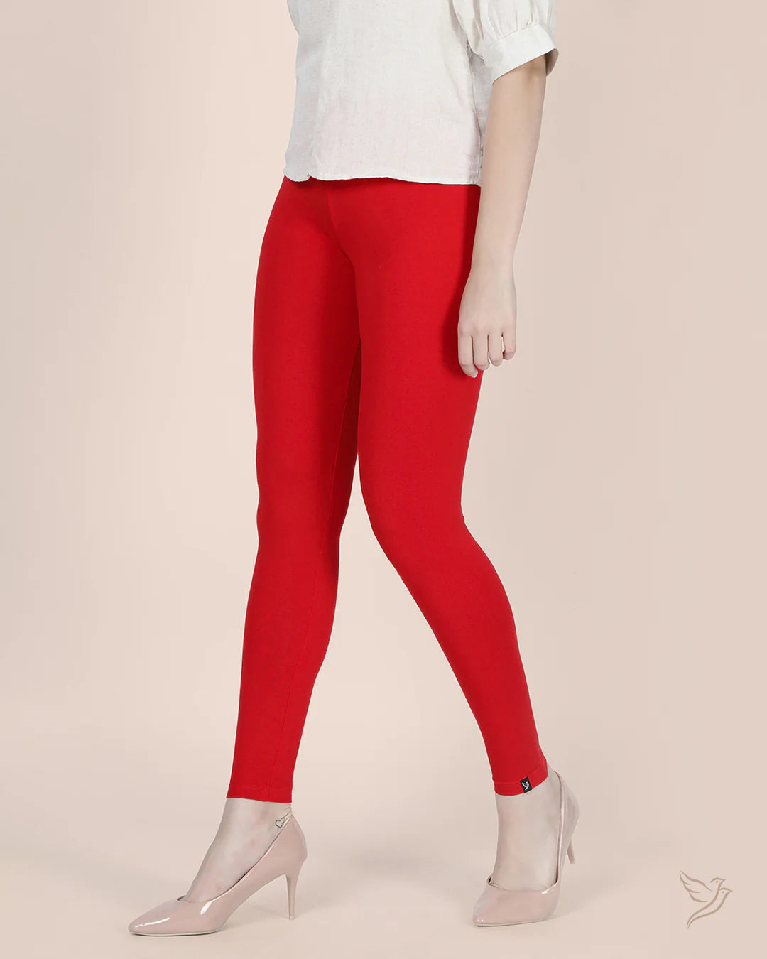 Twin Birds Ankle Legging - Tomato Red
