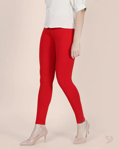 Twin Birds Ankle Legging - Tomato Red