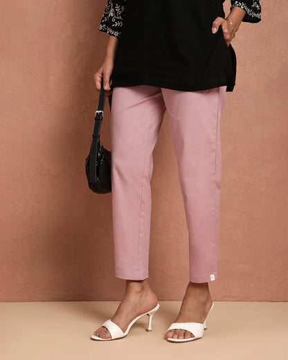 Twin Birds Cotton Straight Pant - Rose Dust