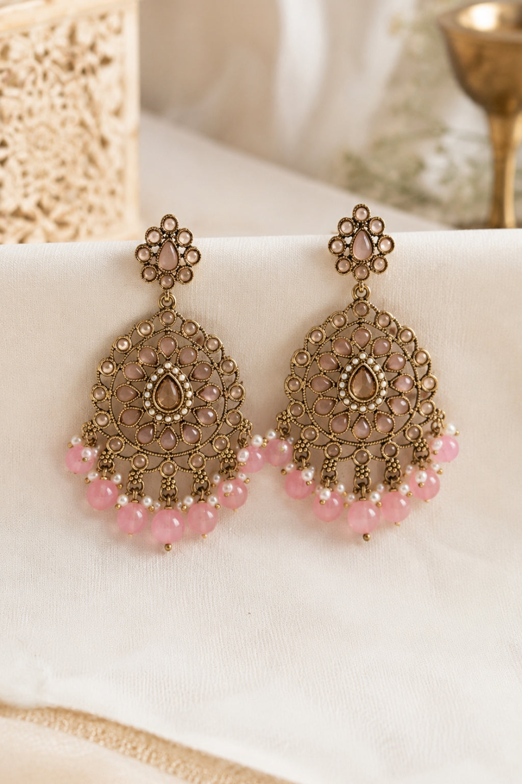 Blush Pink Chandbali Earrings