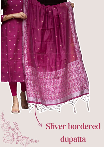 Fuchsia Thread Top & Dupatta Set