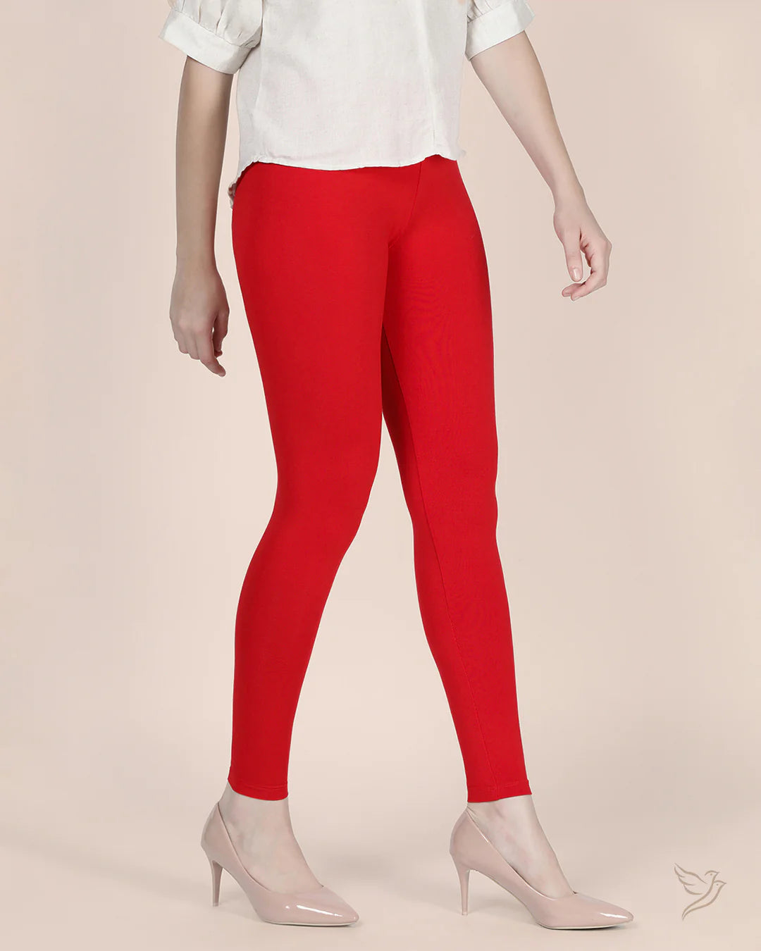 Twin Birds Ankle Legging - Tomato Red