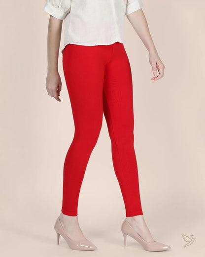 Twin Birds Ankle Legging - Tomato Red