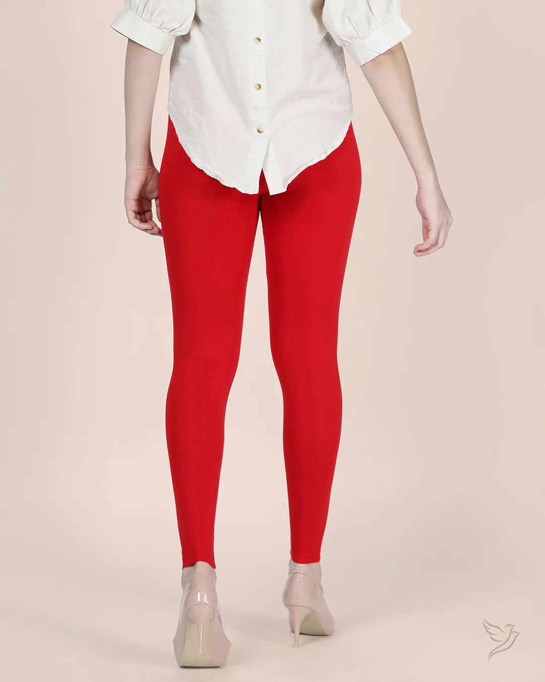 Twin Birds Ankle Legging - Tomato Red