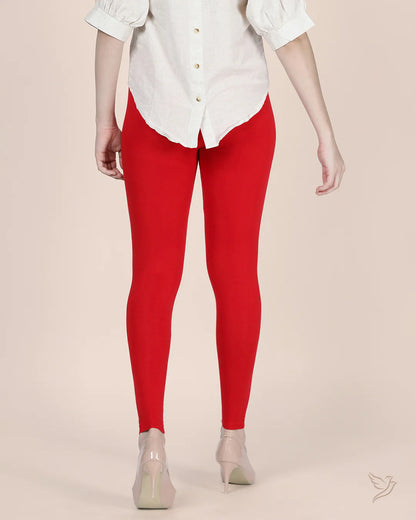 Twin Birds Ankle Legging - Tomato Red