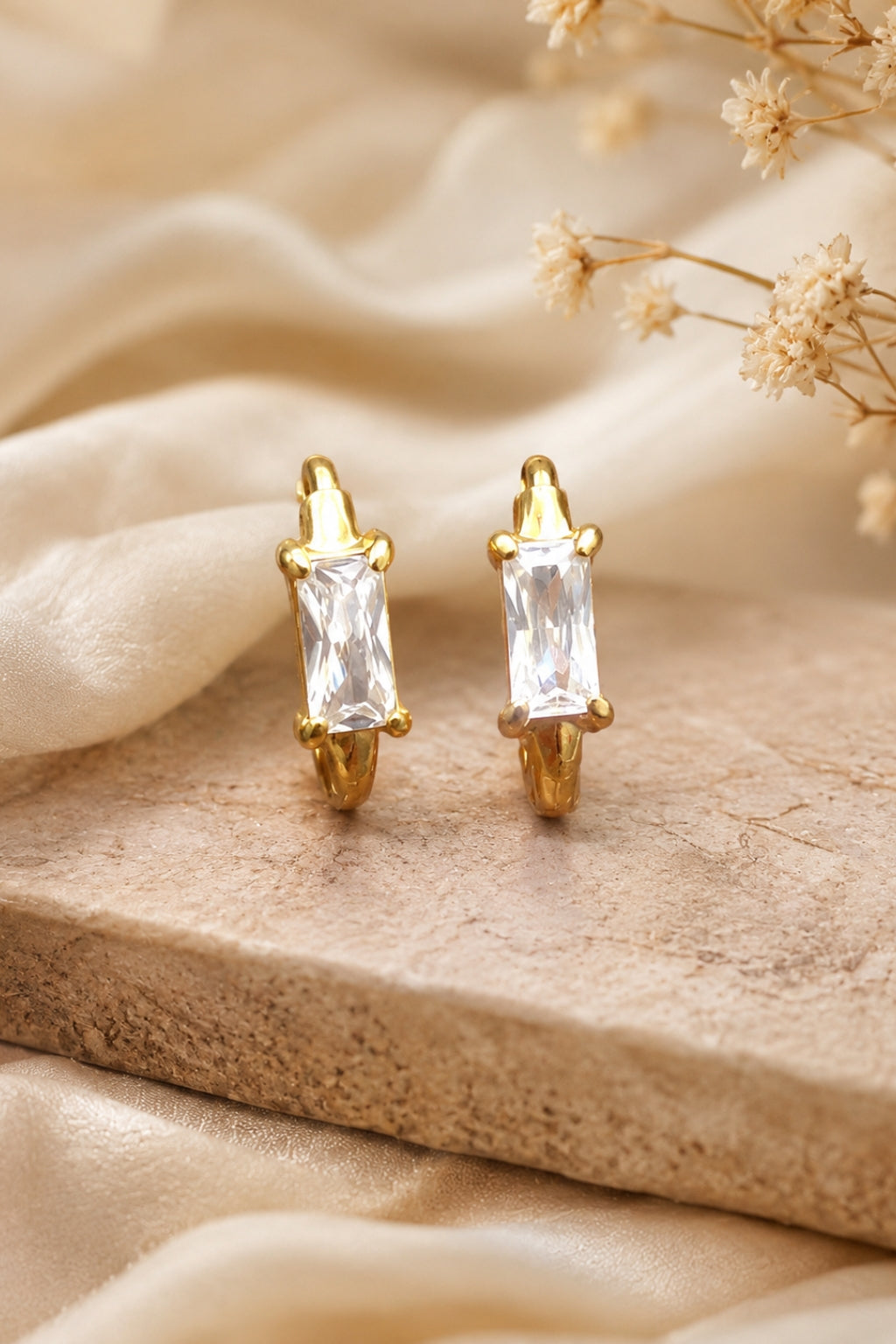 Emerald Cut Spark Earrings