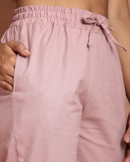 Twin Birds Cotton Straight Pant - Rose Dust