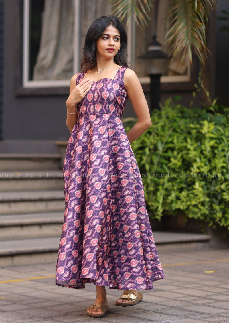 Plum ikat grace Dress