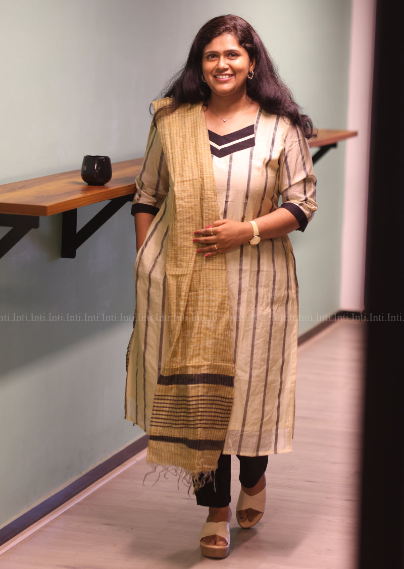 Artisan Beige Top & Dupatta Set