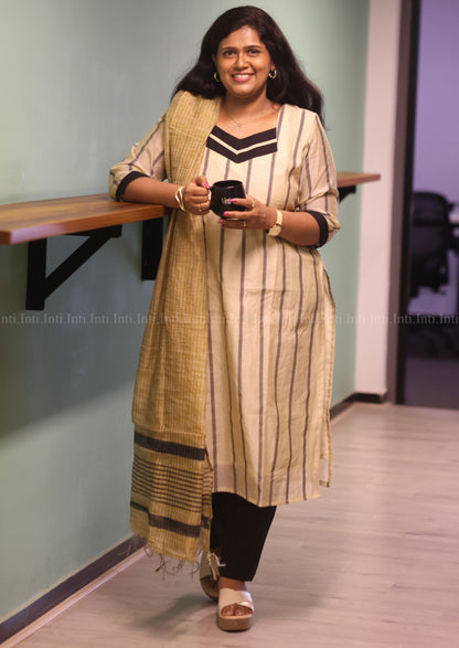 Artisan Beige Top & Dupatta Set