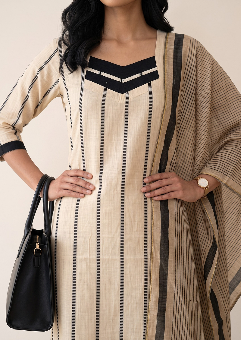 Artisan Beige Top & Dupatta Set