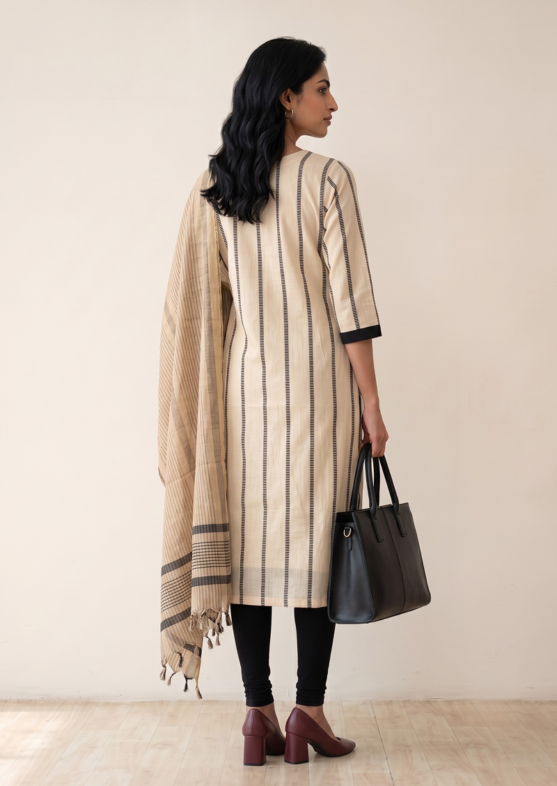 Artisan Beige Top & Dupatta Set