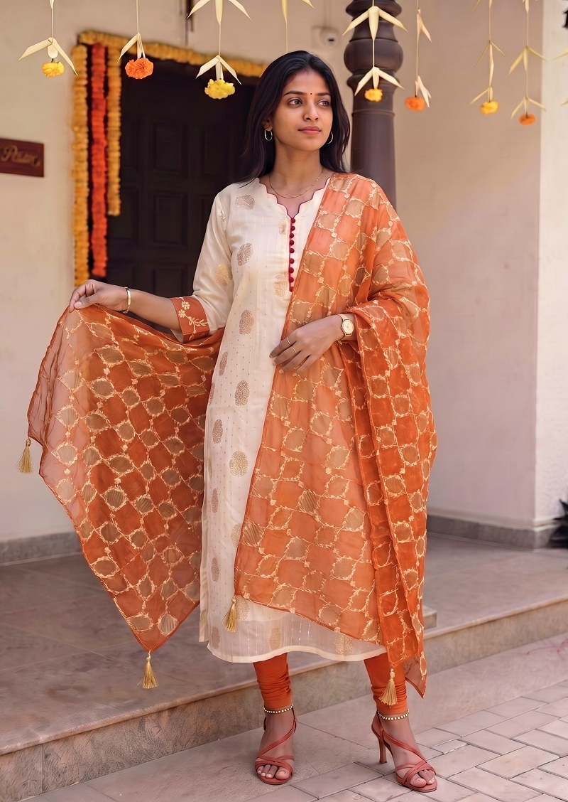Copper Dessert Top & Dupatta Set