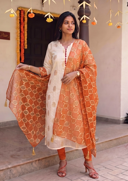 Copper Dessert Top & Dupatta Set