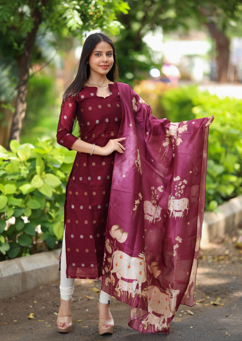 Aven Rose Top & Dupatta Set