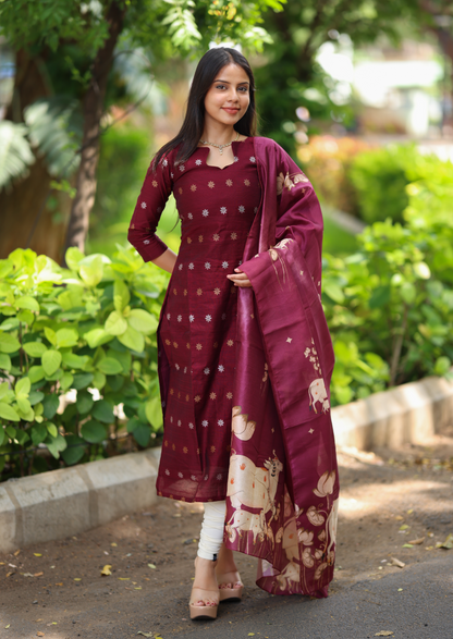Aven Rose Top & Dupatta Set
