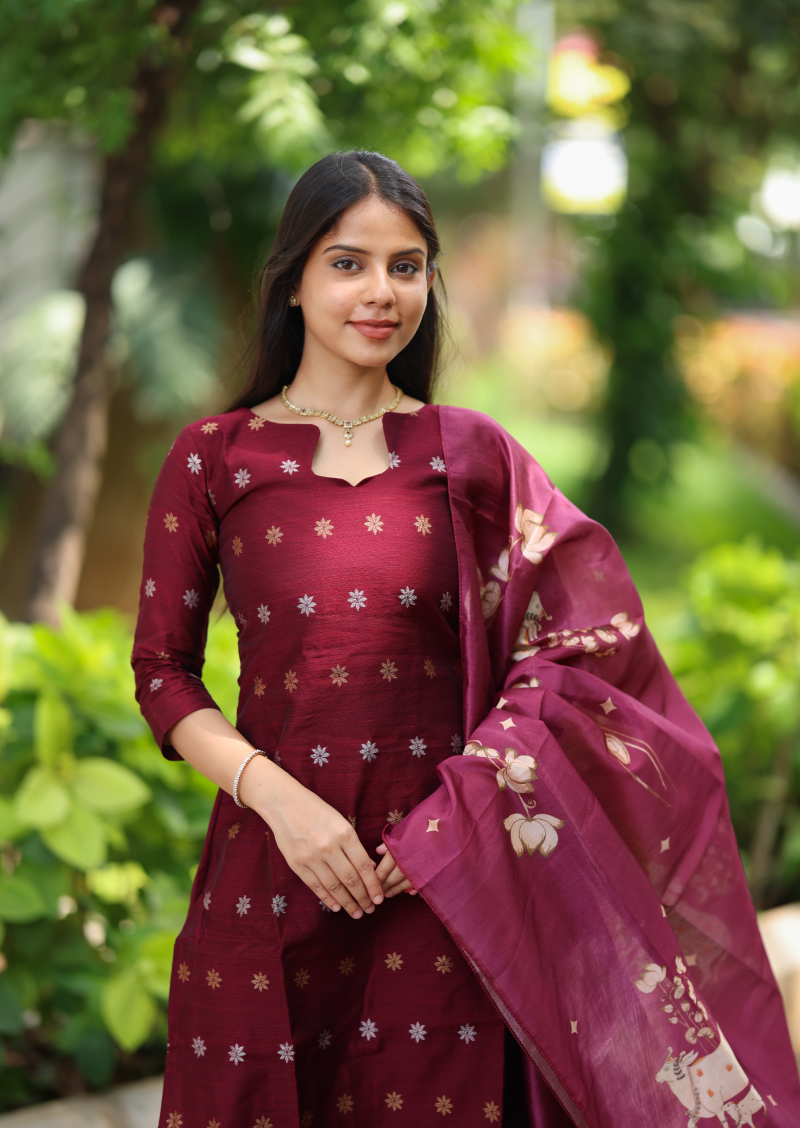 Aven Rose Top & Dupatta Set