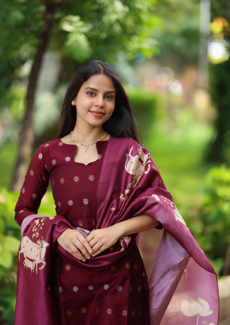 Aven Rose Top & Dupatta Set