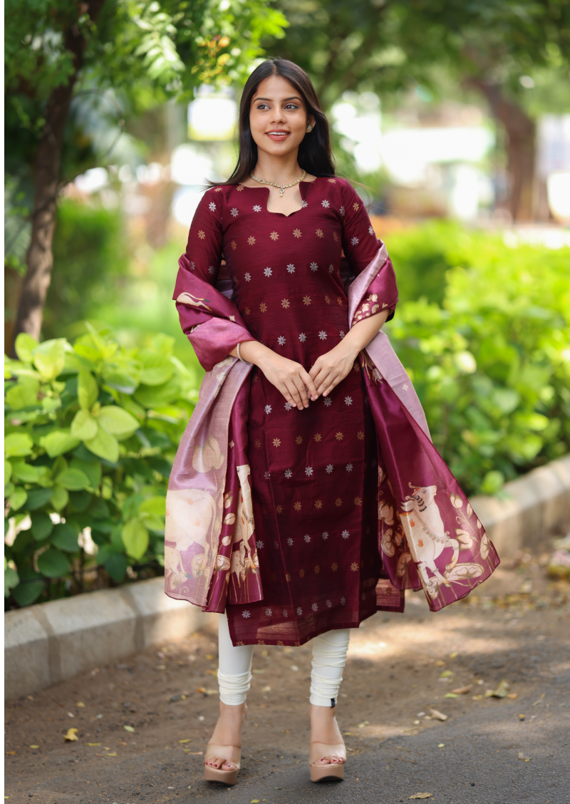 Aven Rose Top & Dupatta Set