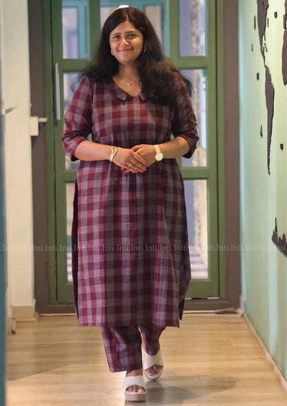 Berry Check Top & Pant Set
