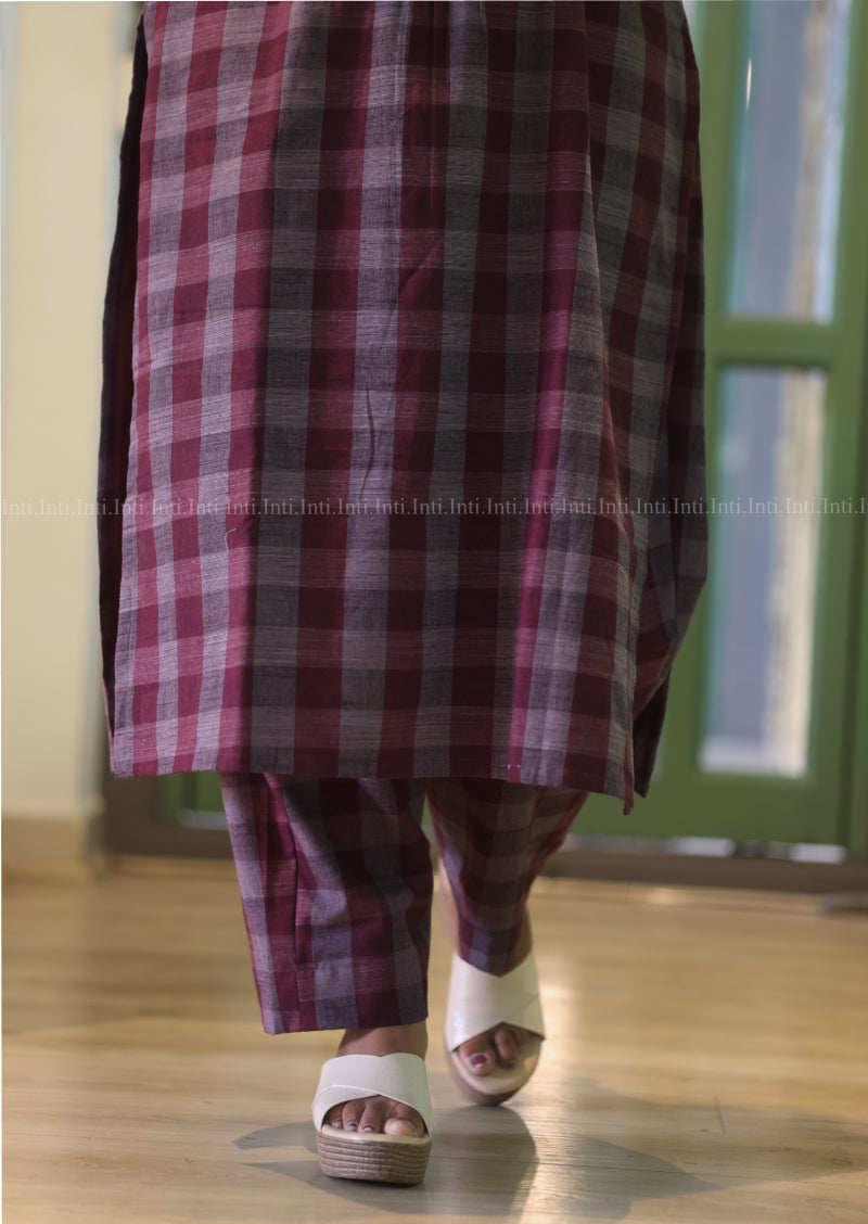 Berry Check Top & Pant Set