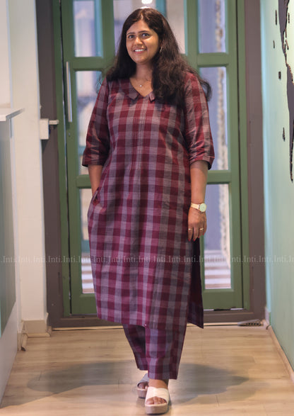 Berry Check Top & Pant Set