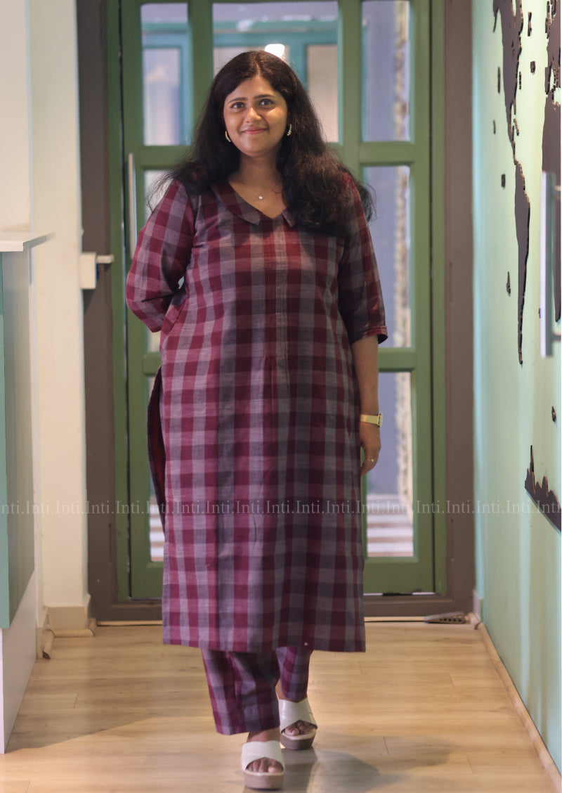 Berry Check Top & Pant Set