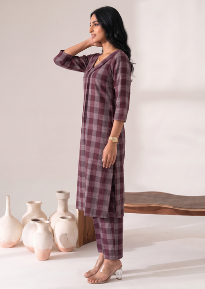Berry Check Top & Pant Set