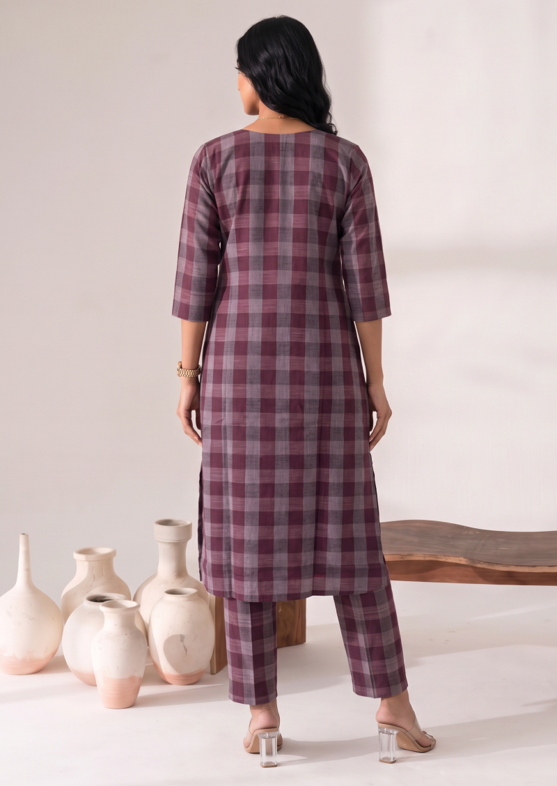 Berry Check Top & Pant Set