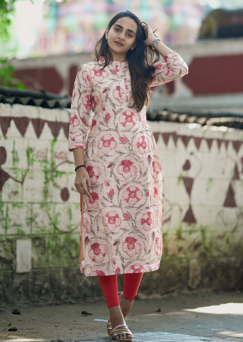 Bloomed Grid Kurti