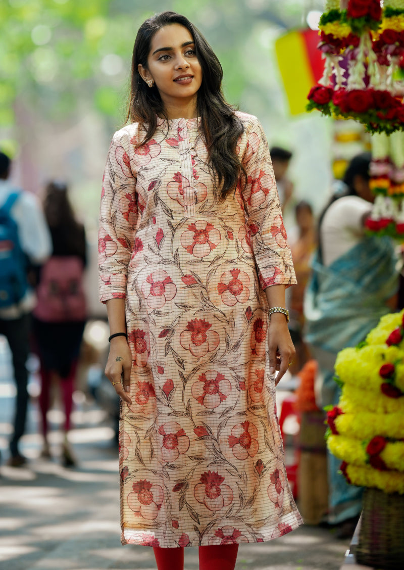 Bloomed Grid Kurti