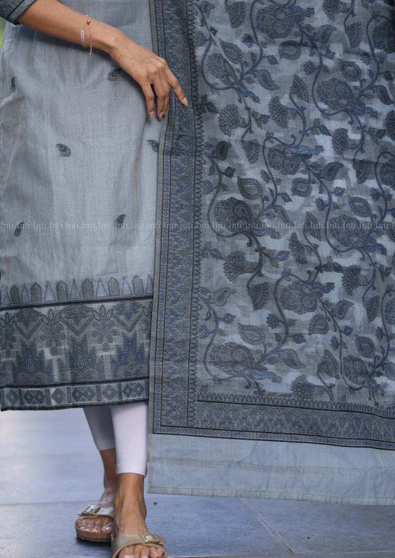 Blue Blossom Top & Dupatta Set