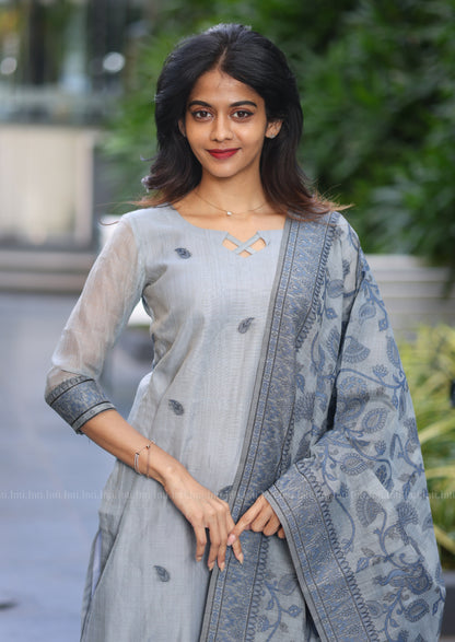 Blue Blossom Top & Dupatta Set