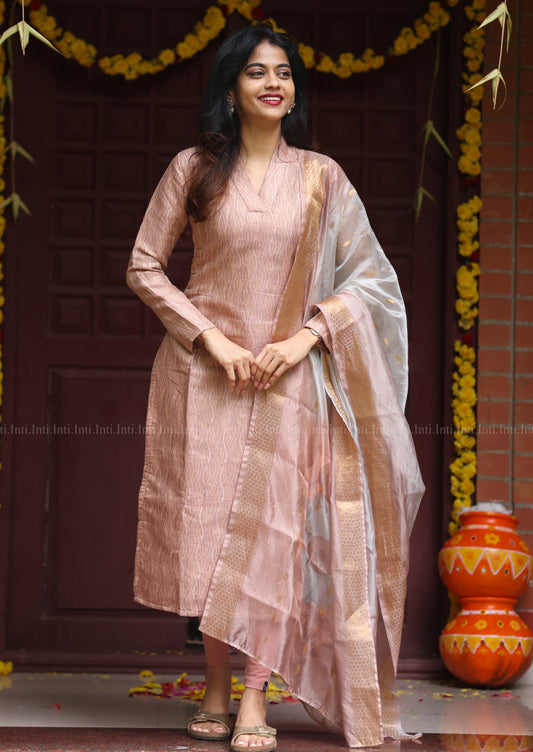 Brocade Bloom Top & Dupatta Set