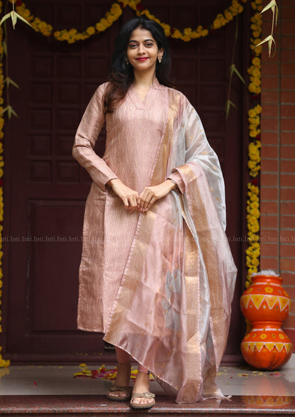 Brocade Bloom Top & Dupatta Set