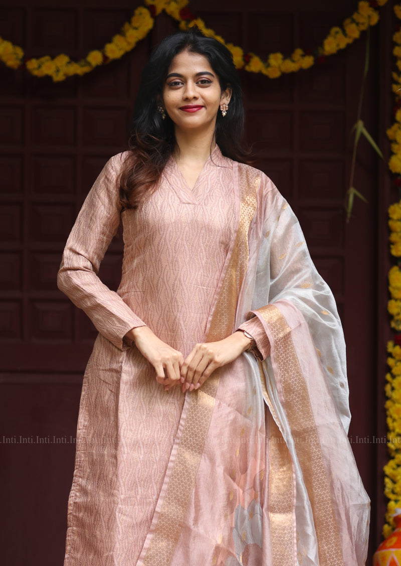 Brocade Bloom Top & Dupatta Set